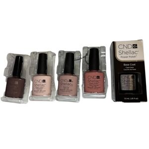 New CND Shellac Power Polish Color Coat Base Coat Nail Gel Polish Nude Set of 5